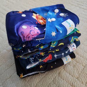 "Fly me to the Moon" - Four Reusable Cloth Diapers